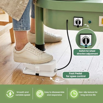 Huanyu Pottery Wheel Machine 10" with Foot Pedal for Adults Beginners - Image 3