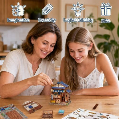 Cutefun DIY Miniature House Kit, 129 Pcs 3D Wooden Puzzle Tiny House - Image 5