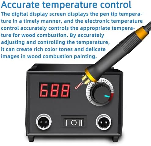 FIRElood Wood Burning Tool, Wood Burner kit Pen 25~750℃, Wood Burning kit with Digital Thermometer Temperature Adjustable Temperature, 2 pyrographic Wood Burning pens, 30 Wood Burning Pen Tips - Image 3