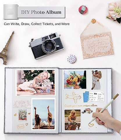 Artfeel Photo Album Self Adhesive Scrapbook Album for 3x5 4x6 5x7 8x10 Pictures,120 Pages Linen Cover with Display Window DIY Photo Book,Ideal Gifts for Family Travel Wedding Baby - Image 4