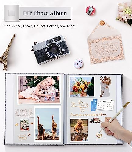 Artfeel Photo Album Self Adhesive Scrapbook Album for 3x5 4x6 5x7 8x10 Pictures,40 Pages Linen Cover with Display Window DIY Photo Book,Ideal Gifts for Family Travel Wedding Baby - Image 4
