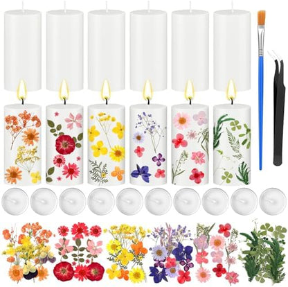 MTLEE 24 Pack Dried Pressed Flower Candle Painting Kit, 4 Inch by MTLEE