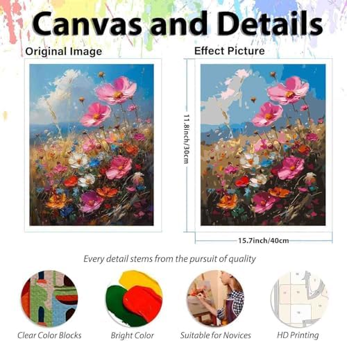 DYAIANGMU Flower Paint by Numbers Kit for Adults Beginners 11.8X15.7inch - Image 2