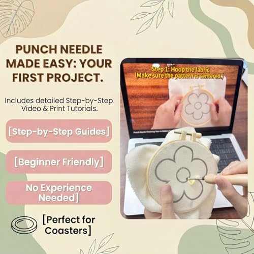 WENTING Punch Needle Kit for Beginners, 5 Coaster and Bag Charm Projects - Image 5