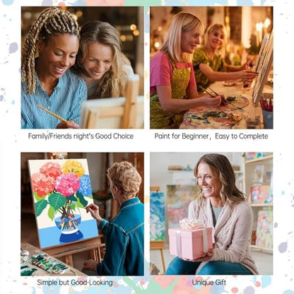 Colorful Flowers Paint by Number for Adults, Hydrangea in Glass Vase DIY Oil Painting Kits on Canvas and Acrylic Pigment, 6 Packs Adults Paint by Numbers for Gift Home Decor 8x12 Inch (Frameless) - Image 6