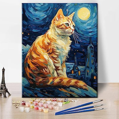 TUMOVO Abstract Cat and Starry Sky Paint by Numbers Craft Kit for Adults by TUMOVO