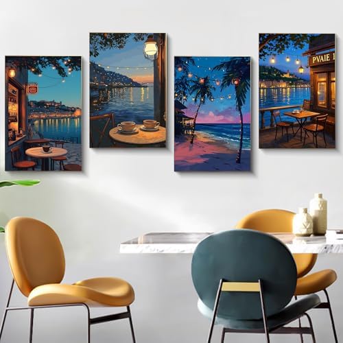 4 Pack Framed Paint by Numbers Kit for Adults Coffee with Wooden Easel - Image 6
