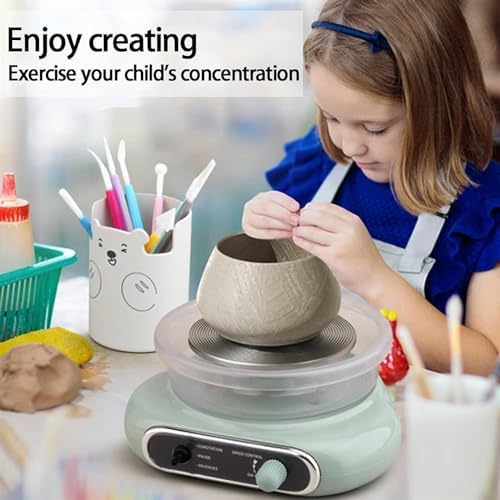 Turntable Potter's Wheel for Kids Adults, Electric Pottery Wheel Ceramic Machine, Pottery Forming Machine with Clay Tool Set, DIY Pottery Kit for Beginners DIY Clay Art for Art Craft Gift Gray - Image 2