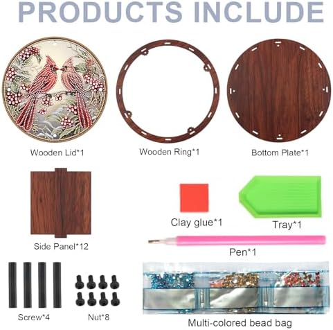 DIY Diamond Painting Fruit Bowl Storage Box, Bird Decorated Tray Diamond Painting Craft Set, for organising Desk Items, a Versatile and Creative Handmade Gift - Image 3