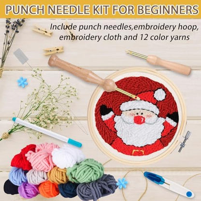 Cheloment Punch Needle Kit for Beginners with Embroidery Hoop,Monks Cloth and Yarns, Embroidery Starter Kit Embroidery Experience Set, Punch Needle Set Adults Beginner Perfect for Craft Lovers - Image 5