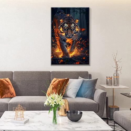 JOOZ Paint by Numbers Kit for Adults with Frame Tiger Paint by Number with Easel Animal Adult Paint by Number Kits on Canvas DIY Paint by Number for Adults for Gift Home Wall Decor 7.87x11.81 Inch - Image 6