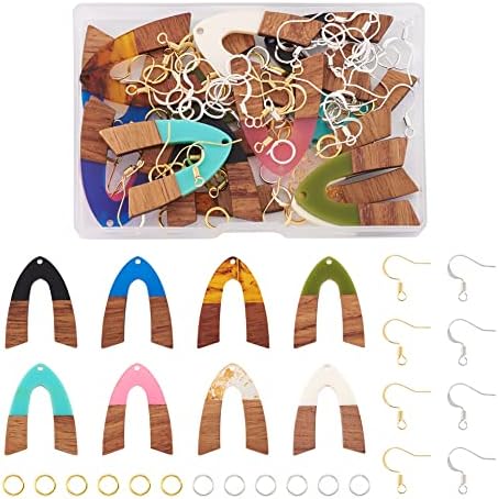 FASHEWELRY Resin Wood Earring Kit with 16Pcs Wood Resin Earring Charms Wooden Earrings Blanks Open Jump Rings French Earrings Hooks for Jewelry Making - Image 5