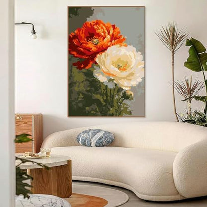 Mowana Flowers Paint by Numbers Kit for Adults Framed Canvas - with Wooden Easel, Adults' Paint-by-Number Kits Flower DIY Acrylic Oil Painting Kits Arts Crafts 7.8x11.8inch - Image 6