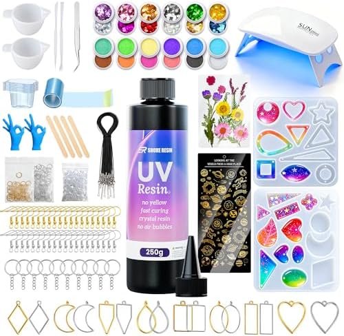 SHORE RESIN 250g UV Resin Kit with Light, Jewelry Starter Set by SHORERESIN