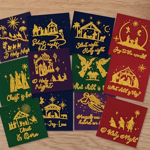 12 Pack Faith Diamond Painting Greeting Kits DIY 5D Diamond Art with Envelopes & Rhinestones, Creative Christmas Birthday Gifts for Adults, Family, Friends - Image 4