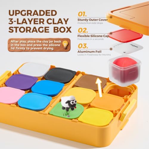 Jar Melo Air Dry Clay for Kids 12 Colors Modeling Clay Kit with Storage Box - Image 4