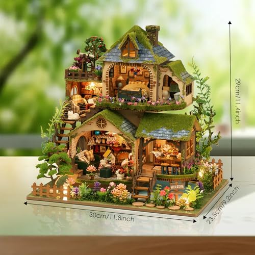 Dollhouse Kit, DIY Miniature House w/LED Adult, Forest Adventure - Image 2