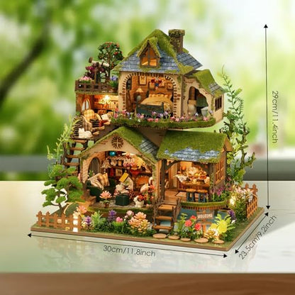 Dollhouse Kit, DIY Miniature House w/LED Adult, Forest Adventure - Image 2