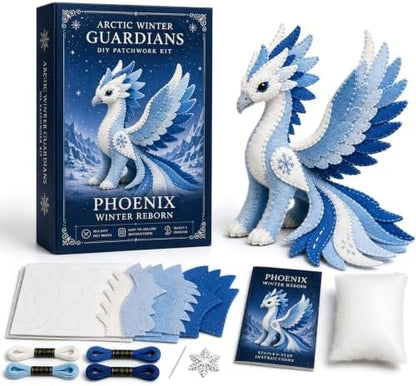 Arctic Winter Guardians DIY Patchwork Kit, Handmade 3D Mythical Plush Sewing Set with Pre-Cut Materials, Felt Animal Sewing Kit for Beginners, an Excellent Choice for Home Décor(Phoenix 1) by Unknown