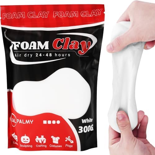 CALPALMY Moldable Foam Clay - 300g High Density Air Dry Clay for Intricate Designs, Cosplay, Crafting, and Artistic Projects - Cutting with a Knife or Rotary Tool, Sanding or Shaping (White) by CalPalmy