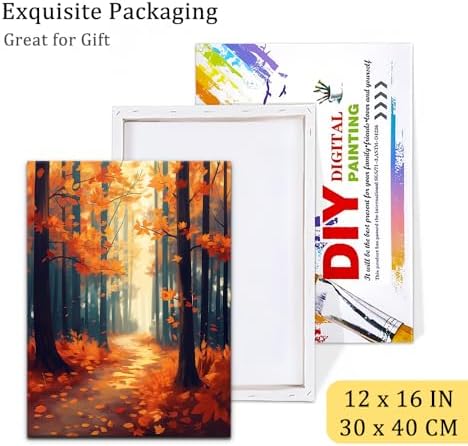 Natuyalo Framed Paint by Number Kits for Adults Beginners, Forest Path Easy Acrylic Adult Paint by Number Kits, Autumn Landscape DIY Painting by Numbers Kits with Frame 12x16 Inch - Image 6