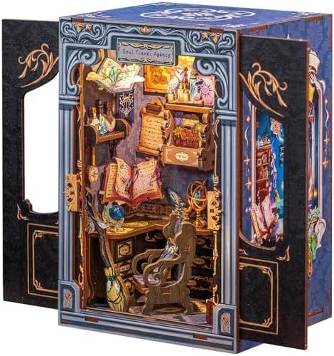CUTEBEE Book Nook Kit - DIY Miniature House Dollhouse Kit for Adults and Teens, Booknook Tiny House Bookshelf Decor 3D Wooden Puzzle, Gifts for Family Friends (Soul Travel Agency) by CUTEBEE