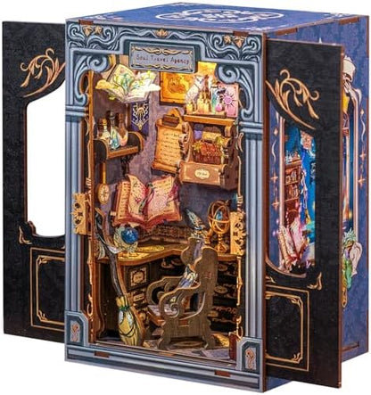 CUTEBEE Book Nook Kit - DIY Miniature House Dollhouse Kit for Adults and Teens, Booknook Tiny House Bookshelf Decor 3D Wooden Puzzle, Gifts for Family Friends (Soul Travel Agency) by CUTEBEE