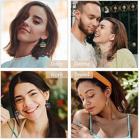 FASHEWELRY 16Pcs Resin Wood Earring Charms Flat Round Wooden Earring Blanks Kite Wooden Earring Findings Vintage Colorful Boho Charms for Jewelry Making - Image 3