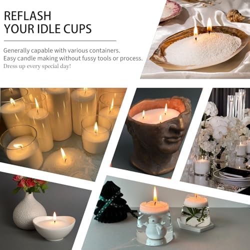 Pansyling Pearled Candle Sand Set, Refillable 1.1Lb Sand Wax, 50 X 6”Candle Wicks, Smoke Free Powder Snow Candles Sand Wax, 120 Hours Burning Time DIY Candle Making Kit, White - Image 4