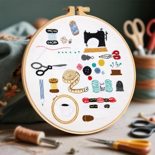 Crafmanoe Hand Embroidery Kits for Beginners Adults, Crewel Embroidery DIY Kits, Stamped Cross Stitch Kits for Beginners Adults Craft Kits for Women, Entire Set of Embroidery Supplies & Video Tutorial - Image 2