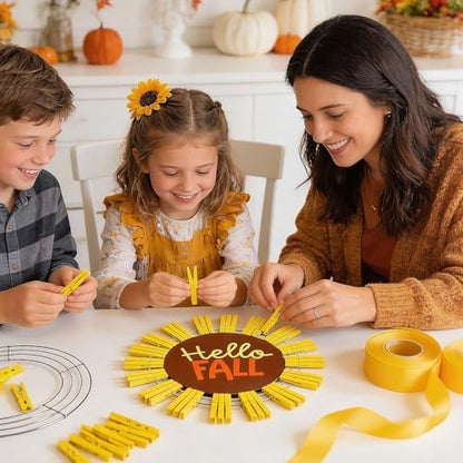 Fun Express Hello Fall Sunflower Clothespin Wreath Craft Kit - Makes 1 - Image 4