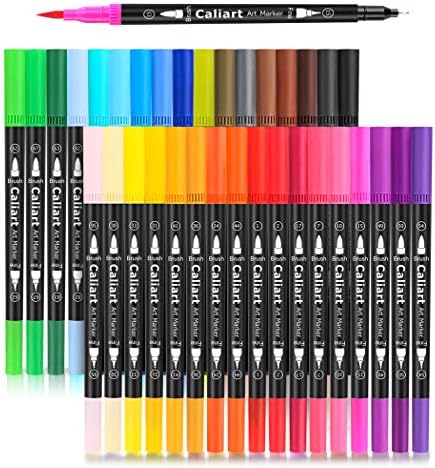 Caliart 34 Double Tip Brush Pens Art Markers for Adult Coloring Books by Caliart