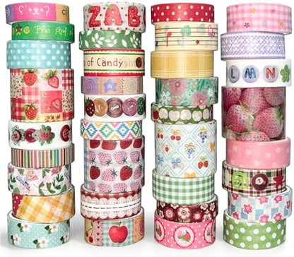 35 Rolls Strawberry Farm Washi Tape Set, Cute Fruits Decorative Scrapbook Tape and Journaling Supplies for DIY Crafts, Bullet Journals, Gift Wrapping by EverydayMomentsIntoCreative