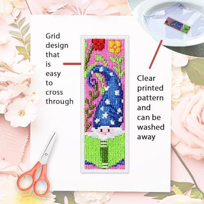 ORIGACH 6 Set Gnome Reading Cross Stitch Bookmark Kit for Beginner - Image 3