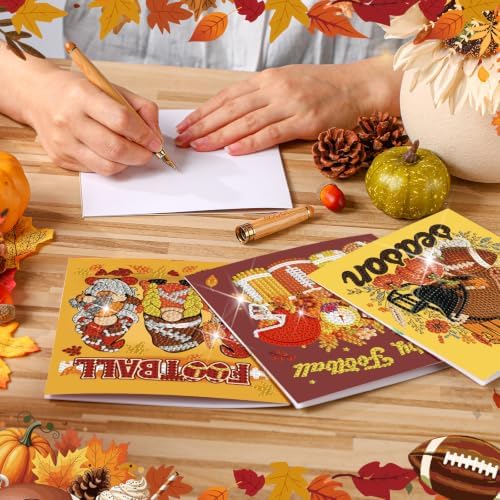 Saillong 12 Pack Fall Football Diamond Painting Greeting Card with Envelope - Image 2