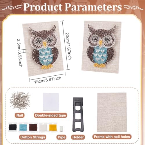 WEBEEDY DIY String Art Kit Owl Craft Kit Creative Craft Kits for Adult Graduation Christmas Halloween Gifts Home Wall Table Graduation Party Decorations - Image 2