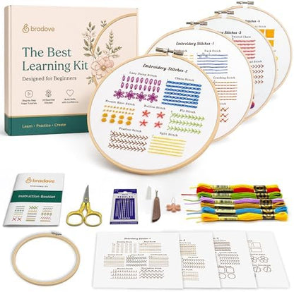 Bradove Classic Embroidery Learning Kit for Adults and Kids by Bradove