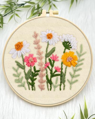 ERKOON Punch Needle Kit Beginners Adults, DIY Easy Flower Embroidery Set for Starter Art Craft, Needling Punching Project with Patterns, Tools, Yarns, Hoop, Instruction (Colorful Daisies) - Image 4