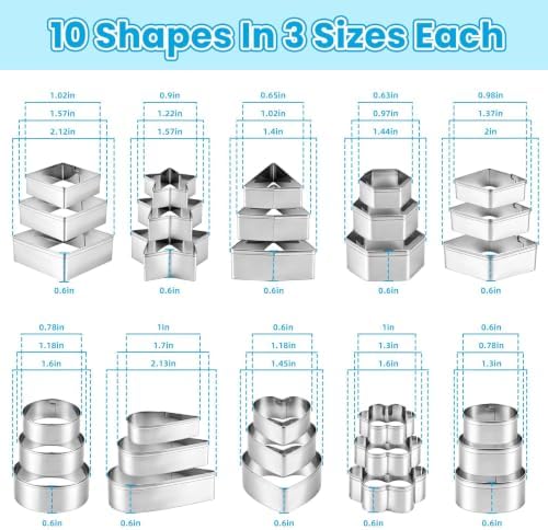 Fireboomoon 30 Pcs Mini Cookie Cutter Set, Stainless Steel Geometric Cutter - Image 2