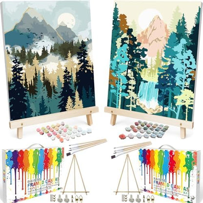 BAISITE Paint by Numbers Kit for Adults Beginners,16" Wx20 L 2 Pack Canvas for Painting Kits for Adults in Colorful Box 7172 Already Framed by PaintbyNumbersKitsforAdults