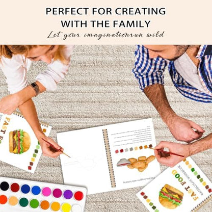 Fast Food Favorites Watercolor Workbook, 12 Patterns Watercolor Kit for Beginners, Step-by-Step Water Coloring Book, 18 Colors Watercolors Paint Set, Art Gift for Adults Teen - Image 6