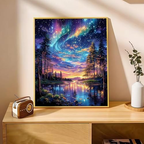 Yunruily 3 Pack Paint by Number Adult - Aurora Adult Paint Numbers,Aurora Painting by Numbers Kit for Adults for Gifts Home Wall Decor 12x16 Inch - Image 2