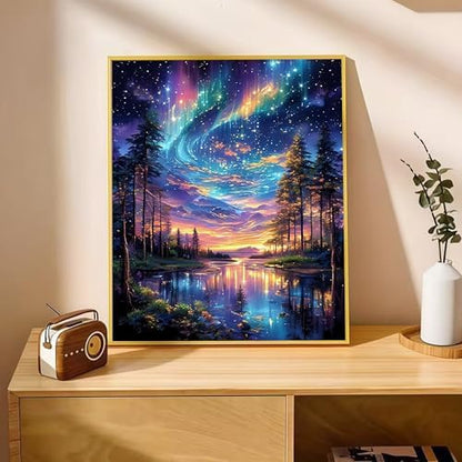 Yunruily 3 Pack Paint by Number Adult - Aurora Adult Paint Numbers,Aurora Painting by Numbers Kit for Adults for Gifts Home Wall Decor 12x16 Inch - Image 2