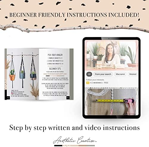 Macrame Kit-Black Edition-Makes 3 Macrame Plant Hangers with Easy to Follow Instructions for Adult Beginners - Includes 109 Yards 3mm Cotton Macrame Cord, Wooden Beads & Custom Instruction Booklet - Image 6