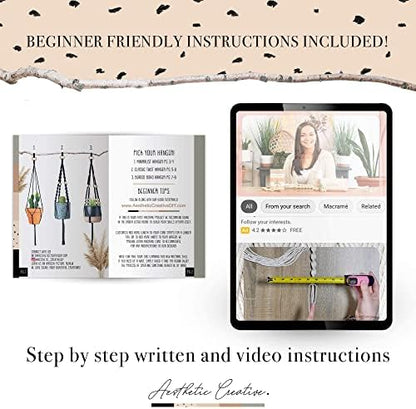 Macrame Kit-Black Edition-Makes 3 Macrame Plant Hangers with Easy to Follow Instructions for Adult Beginners - Includes 109 Yards 3mm Cotton Macrame Cord, Wooden Beads & Custom Instruction Booklet - Image 6