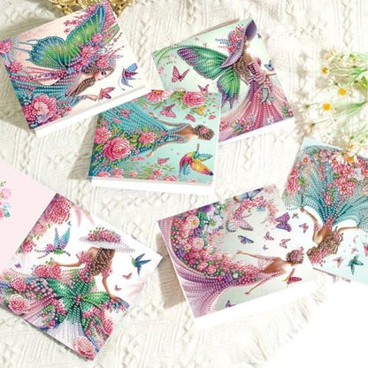 C'eitura 6Pcs Fairy Girl Diamond Art Greeting Card Kit – DIY Rhinestone Painting Postcard Set for Holiday Christmas New Year Party Favors, Creative Craft Gift for Fantasy Lovers - Image 4