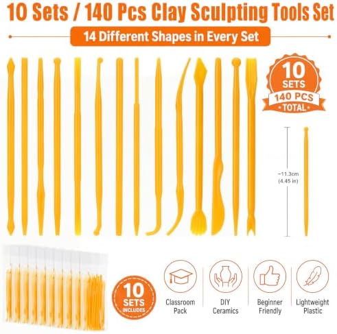 Ferrochef 10 Set 140 Pcs Clay Tools, Plastic Sculpting Tools, Classic Style - Image 2