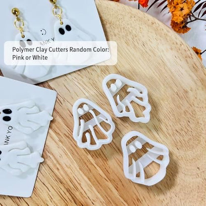 Xaekicr Halloween Ghost Polymer Clay Cutters – 3 Pcs Spooky Clay Cutters for Earrings and DIY Crafts, Polymer Clay Tools for Jewelry Making - Image 2