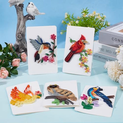 WEBEEDY DIY Bird Quilling Greeting Card Sets with 20 PCS Blank Cards,36 Colors Strips,Paper Quilling Tools and White Emulsion Greeting Card DIY Quilling Supplies for Birthday Party Gifts - Image 7