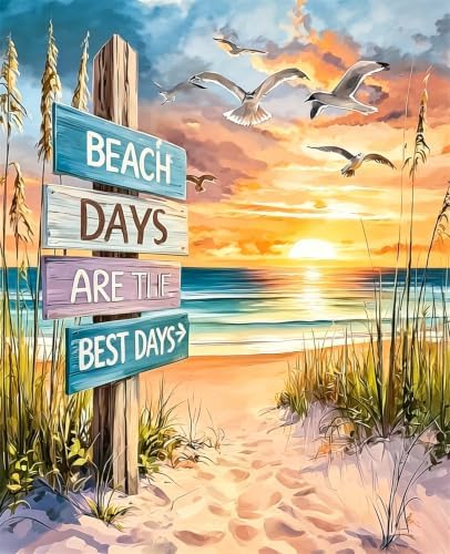 Nancency DIY Paint by Number for Adults,Painting Kits for Adult,Color by Numbers,Paint by Number Canvas Crafts Watercolor for Beginner Room Decor (Beach) by Unknown